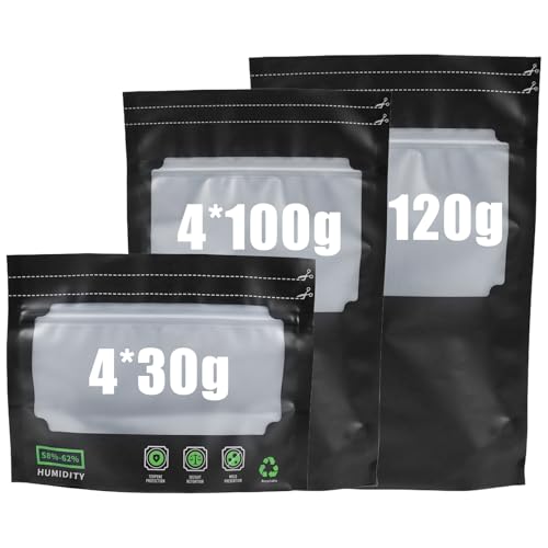 12 Stück für 30g/100g/120g Wiederverwendbare Aufbewahrungsbeutel Luftdichte Bag Geruchskontrolle UV-Schutz & Feuchtigkeitskontrolle (5862%) für Lagern Fermentieren & Aufbewahren von Kräuter