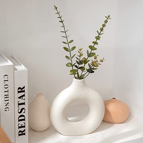 Ygeomer 7.68" Ceramic Vases White Vases Round Matte Pampas Grass Vases Boho Decorative Vases For Home Decor #TOP5