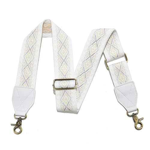 Image of LEMEDE Purse Strap,2 inch Leather End Shoulder Strap Adjustable Replacement,Retro Jacquard Multi-pattern Crossbody Bag Straps