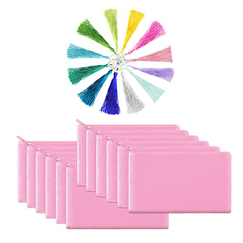 Juznu 789513400728 12 Pack Pink Canvas Makeup Bags Pencil Case cover