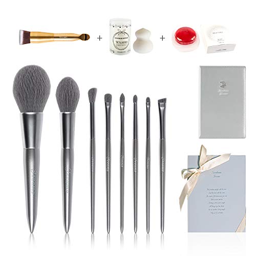 Makeup Brush Set 8 Pcs, Professional Premium Synthetic Cosmetic Brushes for Powder Blush Highlighter Concealer Eye Shadow Eyebrow Make Up Brush Kit, Travel Moonlight Case, Sturdy Storage Box