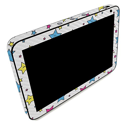 Image of MightySkins Carbon Fiber Skin Compatible with Amazon Echo Show 8 (Gen 2) - Smiley Stars | Protective, Durable Textured Carbon Fiber Finish | Easy to Apply | Made in The USA