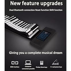 CIKSCO Piano Enroulable Portable à 88 Touches, Clavier de Musique numérique électronique en Silicone Souple for Enfants Adultes, entrée USB, Bluetooth, alimenté par Batterie Rechargeable – Image 2