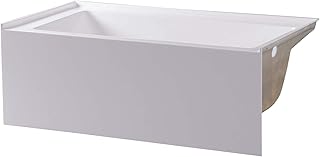 Fine Fixtures Acrylic, Fiberglass Alcove Soaking Bathtub with Integral Apron Front in Glossy White - Right Hand Drain, 66" x 36"