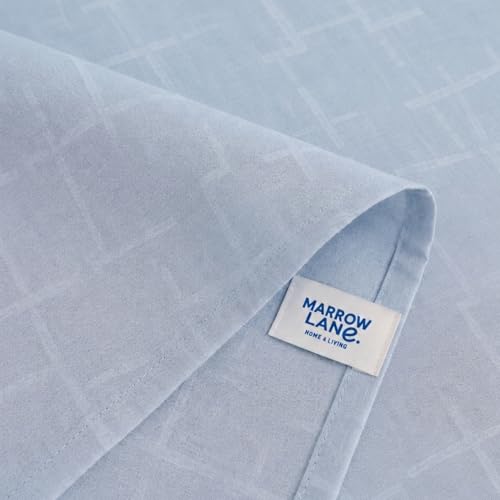 Image of Marrow Lane 400 TC Soft Air Cotton Double Bedsheet | Rose Mist | Flatsheet with 2 Pillow Covers | Solid Textured Weave (228.6 x 254 cm, Slate Blue)