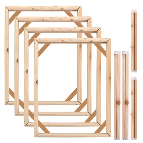LOLYSIC 4 Pack Wooden Frames Canvas Stretcher Bars 30x40cm Solid Pine Wood Frames DIY Frames Kit Self Assembly Canvas Frames for Oil Paintings Diamond Painting (11.8 x 15.7 inch)