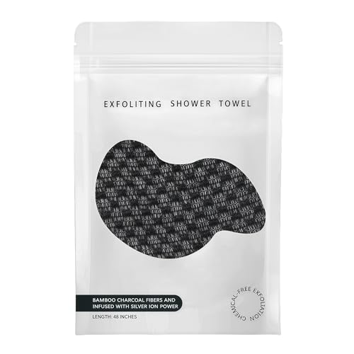 Blisall Exfoliating Shower Towel 48",Premium Scrub Wash Cloth for Body Face, Exfoliating Washcloth for Men and Woman (Black1) by Generic - Used condition - US$7.56
