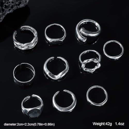 Image of Shining Diva Fashion Stylish Trendy Finger Rings Set for Women & Girls | Chunky Minimal Statement Ring Combos Modern Elegant Jewellery Collection