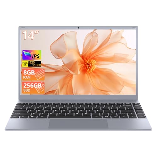 TEKTAIPC 14 Inch Laptop Portable Laptop Computer for Student & Business, 8GB RAM, 256GB SSD, 4 Core Processor, Stereo Speaker, Long Battery, WiFi 5, BT 5, FHD Display Lap Top