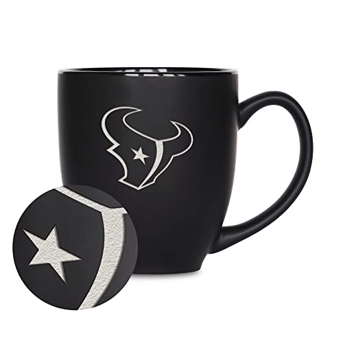 Image of Rico Industries NFL Football 15oz Personalized Laser Engraved Matte Black Ceramic Bistro Mug - For Hot or Cold Drinks