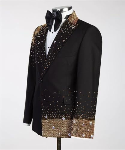 Luxury Men's Tuxedo Jackets with Rheinstones Slim Peaked Lapel Double Breasted Dress Blazers for Wedding,Party,Prom3
