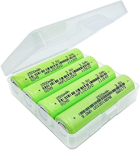PUNLIM 4 pack Batteries Holder,for Rechargeable battery 3.7V 2500mah High Drain Battery 20A for Vape camera,torches,headlamp