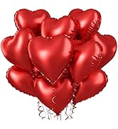 Red Heart Balloons, Foil Heart Balloons Red, 10PCS Red Heart Shape Balloons, 18inch Metallic Red ...