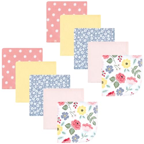 Image of Hudson Baby Unisex Baby Flannel Cotton Poly Washcloths, Modern Botanical 10 Pack, One Size