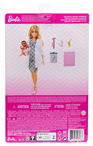 Barbie GVK03 - Kinderärztin-Spielset mit blonder Barbie-Puppe (ca. 30 cm), Babypuppe, Stethoskop, Thermometer, Oszilloskop, Klemmbrett, Decke und Babyfläschchen, tolles Geschenk für Kinder ab 3 Jahren – Bild 6