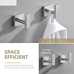 Angle Simple Bathroom Towel Hook 2 Pack, SUS304 Stainless Steel Bath Robe Holder, Modern Coat Hook Wall Mounted, Brushed Nickel - Image 5