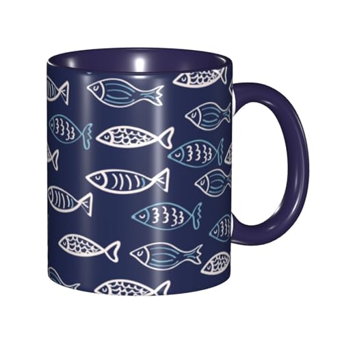 マグカップ さかな 魚柄 金魚 絵画 アニマル ? コーヒーカップ 330ml 陶器 食器 おしゃれ 男女兼用 ミルクコップ コーヒー ティー オフィス 家庭用 誕生日 贈り物