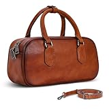 HESHE Leather Shoulder Bags for Women Satchel Bag Hobo Handbags Zipper Crossbody Purse Top Handle Barrel Purse with Adjustable Strap Cross Body Bags(Brown)