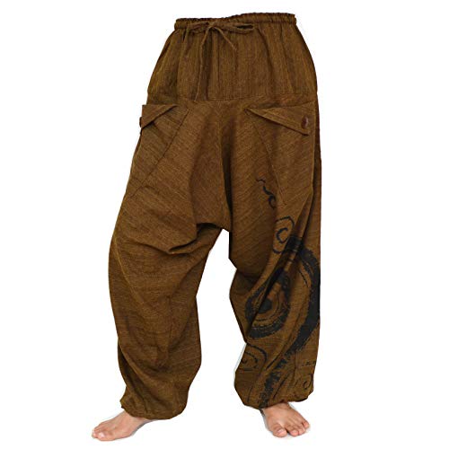 Siamrose Boho Hippie Harem Pants, Baggy Pants Men Women, One Size (Dark Brown)