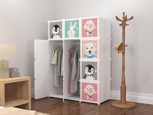 Image of Plastic Wardrobe for Clothes Storage, 12-Door Portable Collapsible Almirah & Cupboard for Bedroom, Baby Wardrobe Cabinet Organizer for Clothes & Toys (White, 12 Door)