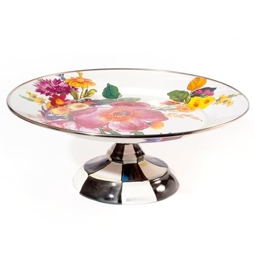 Image of MACKENZIE-CHILDS Pedestal Platter, Small, White Flower Market