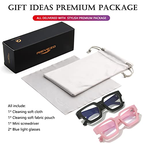 Image of AIEYEZO Square Thick Frame Glasses for Women Men Fashion Blue Light Glasses Trendy Chic Computer Eyeglasses