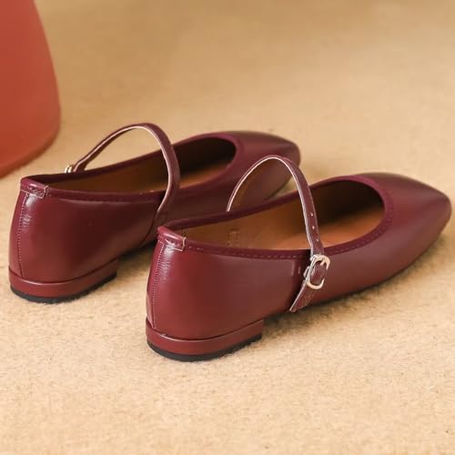 TN TANGNEST Flats for Women Classical Square Toe Mary Jane Flats Soft One Line Strap Flats Slip On Flats3