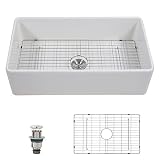 33 Inch Single Bowl white Farmhouse Sink - Lepuday Apron Front Ceramic Porcelain Fireclay Farm Kitch