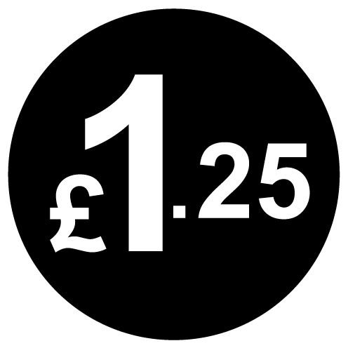 £ Black Price Stickers - 20mm, £1.25, 5000 — image 1
