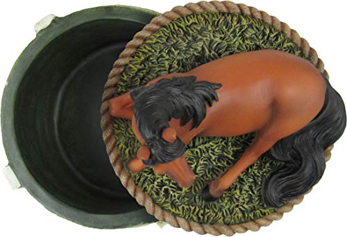 Dwk - Stallion Stash - Beautiful Brown Standard Bay Horse With Black Mane Country Western Figurine Sculpture Stash Trinket Keepsake Jewelry Storage Box Home Decor Accent And Office Accessory, 5.5-Inch #TOP4