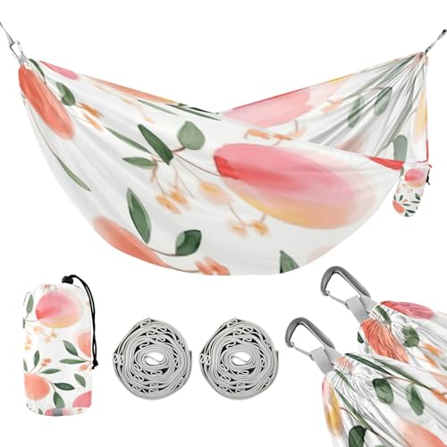 ATTX Pink Peach Camping Hammock - Lightweight & Portable Hammocks, Heavy Duty 330lbs Capacity for Indoor, Hiking, Backpacking, Travel, Backyard, Beach#303