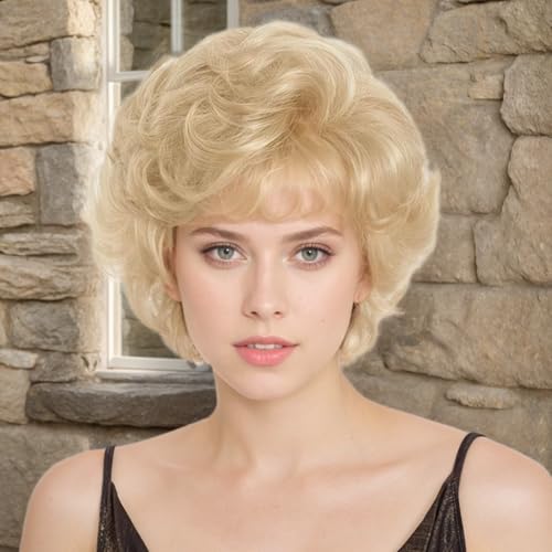 Perruque blonde courte réglable pour résoudre les problèmes de volume