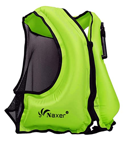 Image of NAXER Inflatable Buoyancy Jackets Snorkel Vests for Adults Kayak Kayaking Snorkeling Suit 90-200 lbs Easy Swimming Boating Paddleboarding Water Sports