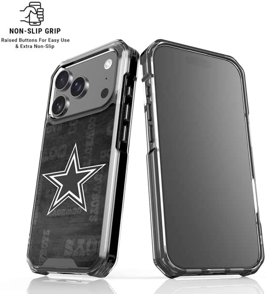 Skinit Clear Phone Case Compatible with iPhone 17 Pro - Officially Licensed NFL Dallas Cowboys Black & White Design