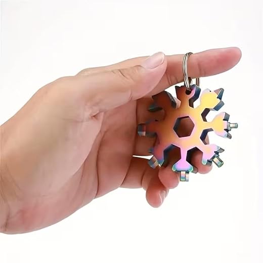 18 In 1 Small Snow-Shaped Hexagonal Wrench, Portable Multi-purpose Camping Survival Equipment, Outdoor Hiking Stainless Steel Snowflake Bottle Opener, One Word Cross Screwdriver Set, Multicolor