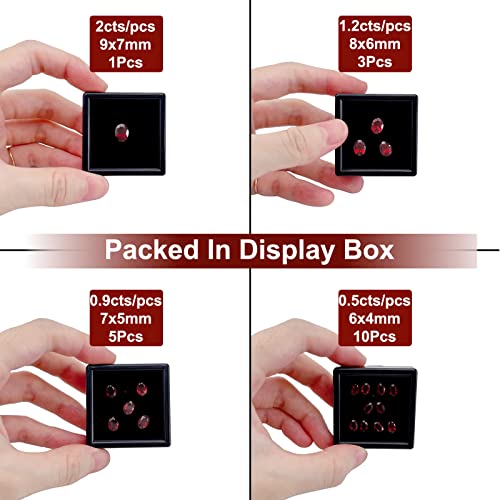 Gryrigns Lab Created Loose Oval Garnet Gemstones 3A Well Cut Red Stones For Jewelry Making (0.5Cts/Pcs, 6X4Mm, 10Pcs) #TOP3