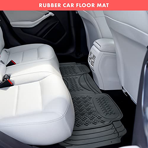 Heavy Duty Black Rubber Car Floor Mat by Vaygway –Automotive Rear Universal 1 Piece Runner Mat -Trimmable Rubber Liner Rug– Back Seat Liner – All Weather Protection for Car, Truck Van SUV - Thumbnail 3