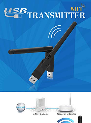 Image of RT5370 USB 2.0 150mbps WiFi Wireless Network Card 802.11 B /g /n LAN Adapter with Rotatable Antenna Black-GOLDEN BLUE
