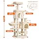 Heybly Kratzbaum, 145 cm Hoher Mehrstöckiger Kratzstamm-Kletterturm, Ausgestattet Mit 2 Großen Plattformen, 1 Großer Hängematte, Einem Katzenkorb, Ballspielzeug Und Katzennestern, Beige HCT016M