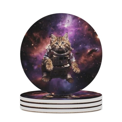 Dessous de verre chat dans l'espace anti-rayure et absorbant pour table