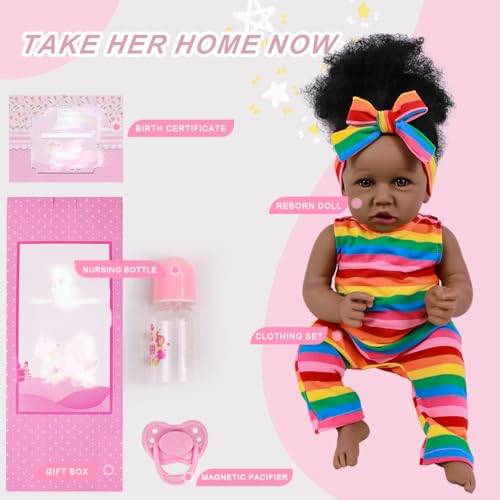 Muñeca Realista Reborn Bebé Afroamericana 55 cm miniatura 3