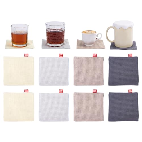 Magibeads 8pcs Absorbent Drink Coaster Square Waffle Cloth Coaster 110x110x6mm Cotton Cup Coasters...