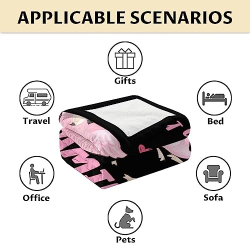 Flamingo Blanket Gifts - 50x60 Inches Cute Throw for Women & Girls - Black Soft Fuzzy Blankets for Bed, Couch & Living Room