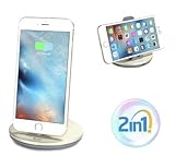 【D&E】 2in1 急速充電スタンド iPhone iPad 対応 充電ドッグ (1年保証付き) シャンパンゴールド