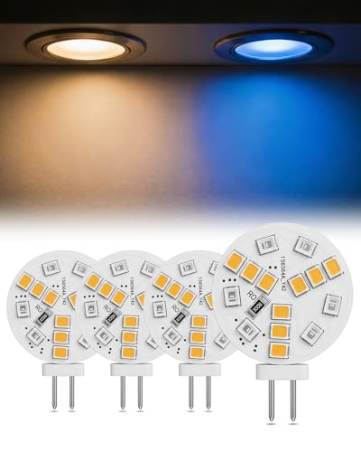 TobeBright 2 W G4 LED lampadina, DC 12-24 V Bi-Pin G4 LED lampadina per illuminazione da incasso, illuminazione della pista, non dimmerabile, 2 W equivalente a 20 W, 200LM, 4 Pacco (3000K + Luce blu)