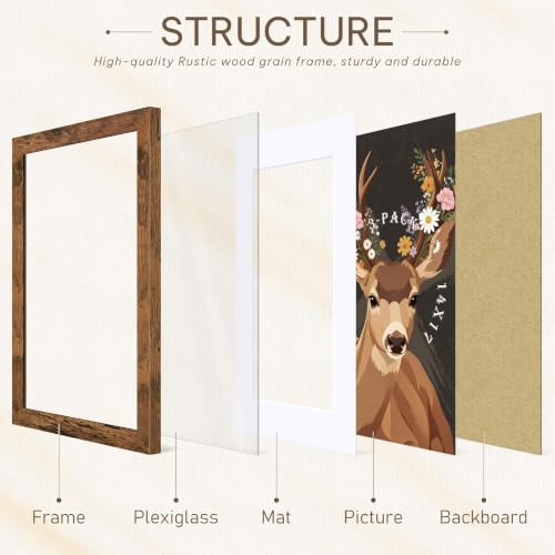 Image of Picrit 14x17 Rustic Brown Picture Frame, Poster Frame for Wall, 3 Pack