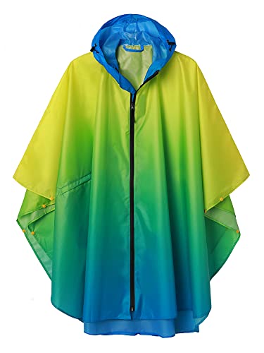 Regenponcho Damen Herren Wasserdichte, Regencape mit Kapuze Reißverschluss, Regenmantel Damen Wiederverwendbar, Regenponcho Fahrrad Wandern, Regenjacke Damen Leicht Farbverlauf Gelb-blau Regenponcho Damen Herren Wasserdichte, Regencape mit Kapuze Reißverschluss, Regenmantel Damen Wiederverwendbar, Regenponcho Fahrrad Wandern, Regenjacke Damen Leicht Farbverlauf Gelb-blau