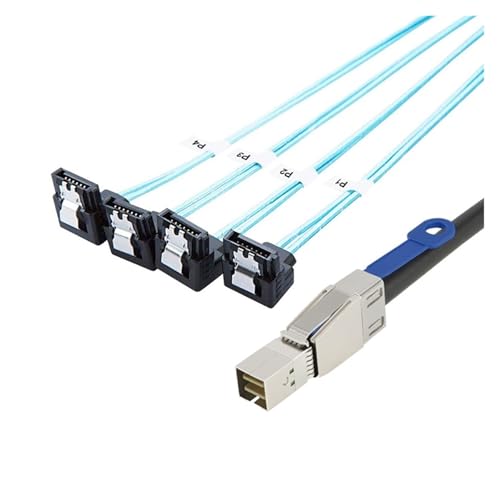 Cable N/ew S/A/S HD SFF8644 a SATA 90° 4 Puertos 1m miniatura 5
