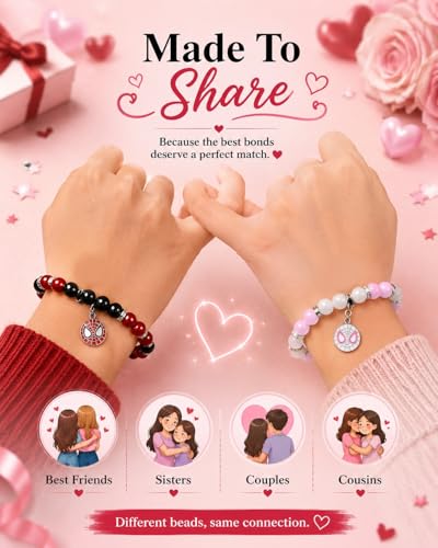 Image of Spider-Man Inspired Couple Bracelets 2pcs - Magnetic Attraction Heart Charm, Glass Beads, Spider Pendant, Marvel Theme Party Accessory, Valentine's Day Gift, Suitable for All Seasons