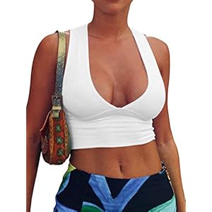 AEPEBO-Sexy-Crop-Tops-for-Women-Deep-V-Neck-Back-Cutout-Sleeveless-Plunge-Racerback-Tank-Cropped-Top AEPEBO Sexy Crop Tops for Women Deep V Neck Back Cutout Sleeveless Plunge Racerback Tank Cropped Top White S